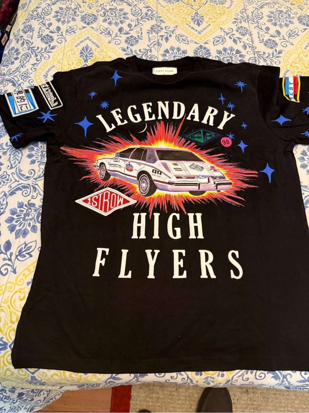 First Row Legendary High Flyers Graphic Tee - Black with Colorful Car Print